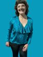 FREDERICK S OF HOLLYWOOD BLUE SHIMMERY BLOUSE Online Sale