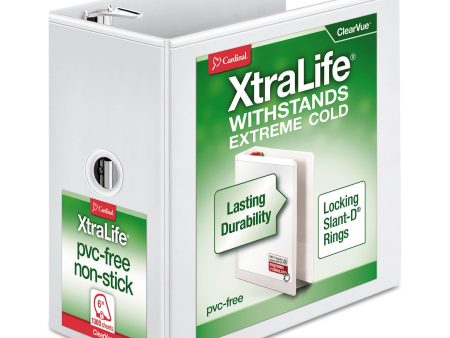 Cardinal XtraLife ClearVue Non-Stick Locking Slant-D Binder, 6  Cap, 11  x 8 1 2 , White Fashion