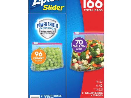 Ziploc Slider Storage Bags 166 Count Variety Pack: Quart (96 ct.), Gallon (70 ct.) Online Sale