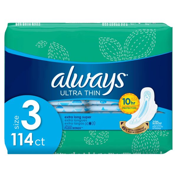 Always My Fit Ultra Thin Size 3 Extra Long Super Pads With Wings Unscented (114 ct.) Discount