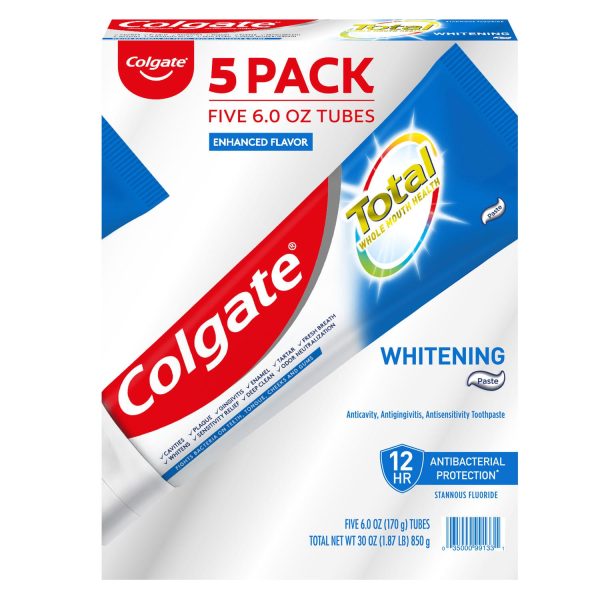 Colgate Total Whitening Toothpaste, Paste (6 oz., 5 pk.) Hot on Sale