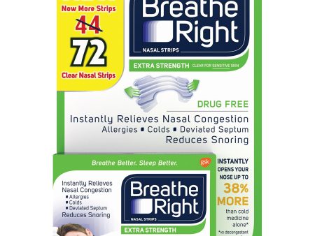 Breathe Right Nasal Strips to Stop Snoring, Drug-Free, Extra Clear (72 ct.) Online now