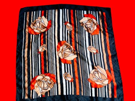 1970s ITALIAN BOLD FLORALS AND STRIPES SCARF Fashion