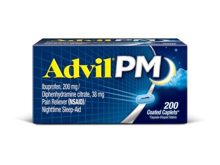 Advil PM Pain Reliever   Nighttime Sleep Aid Caplet, 200mg Ibuprofen & 38mg Diphenhydramine (200 ct.) For Discount