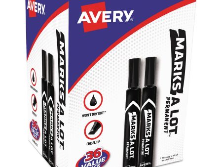 Avery MARKS A LOT Large Desk-Style Permanent Marker Value Pack, Broad Chisel Tip, Black, 36 Pack Online