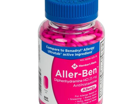 Member’s Mark 25mg Aller-Ben, Diphenhydramine HCL, (600 ct.) For Discount