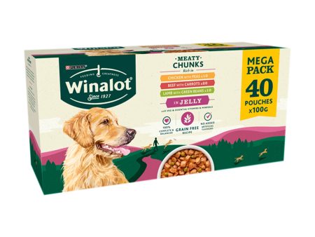 Purina Winalot Adult Grain Free Beef, Chicken, Lamb in Jelly Selection (40 x 100g) For Sale